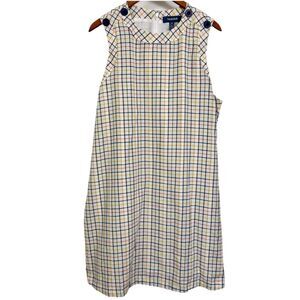 ModCloth Colorful Windowpane Grid Sleeveless Dress 2X Cotton Lined Retro A-Line